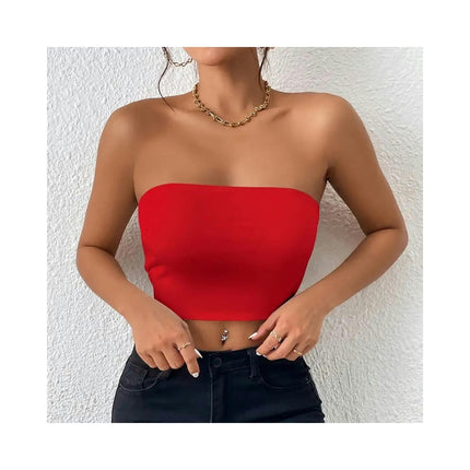 Womens Tube Tops Strapless Crop Tops Backless Sleeveless Bandeau Summer Tops