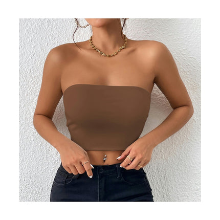 Womens Tube Tops Strapless Crop Tops Backless Sleeveless Bandeau Summer Tops