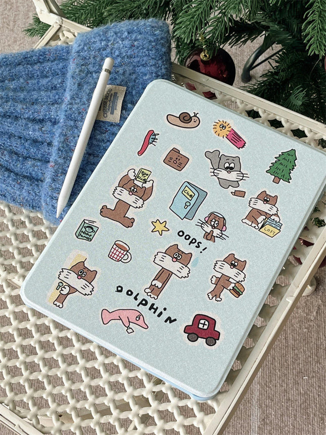 Cute iPad Case Cover with Stand & Auto Sleep/Wake Pencil Holder