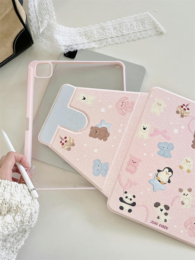 Cute iPad Case Cover with Stand & Auto Sleep/Wake Pencil Holder-A