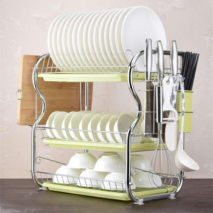 Shelf Sinks Metal Kitchen Dish Rack Three-Layer Household Drain Storage Rack with Chopstick Holder