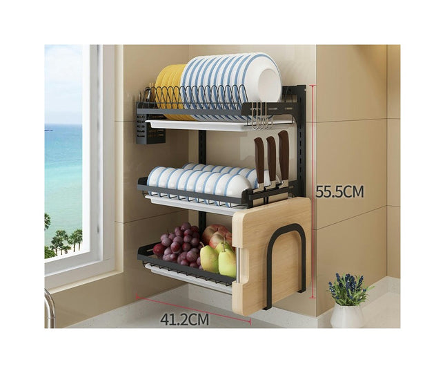 Kitchen Dish Drying Rack Hanging Silverware Organizer Storage Shelf