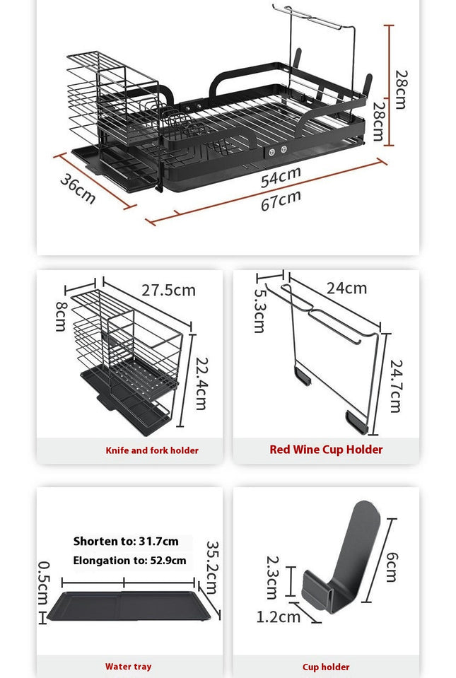 Dish Drying Rack for Kitchen Counter Stainless Steel with Drainage Removable Dish Rack
