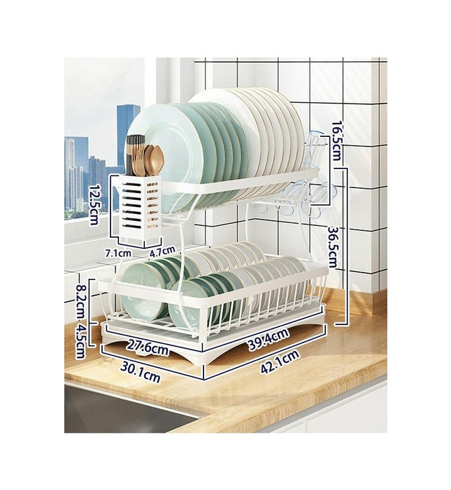 Kitchen Countertop Cutlery Drain Rack Stainless Steel Cutlery Storage Rack Gadgets