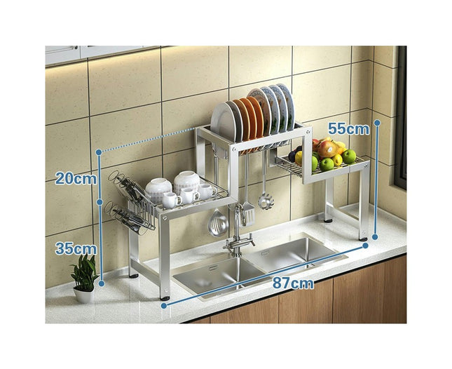 Over The Sink Dish Drying Rack Large Stainless Steel Kitchen Storage