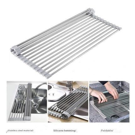 Roll Up Dish Drying - Foldable Sink Rack Kitchen Dis The Sink Stainless Steel Dish Drainer Heat Resistant