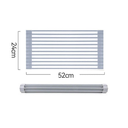 Dish Drying Rack Over Sink Drainer Stainless Steel Rods with Silicone Anti-Slip Adjustable