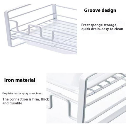 Kitchen Sink Organizer Stainless Steel Rustproof Sponge Holder - for with Removable Drain Tray