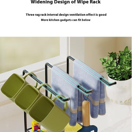 Dishcloth Holder Rag Drain Rack Kitchen Storage Free Punch Hanger Wall-Mounted Sink Washcloth