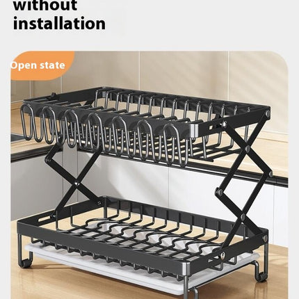 Rustproof Stainless Steel Dish Drying Rack 2 Tier Large Dish Rack - for Kitchen Counter