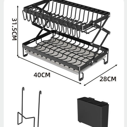 Rustproof Stainless Steel Dish Drying Rack 2 Tier Large Dish Rack - for Kitchen Counter