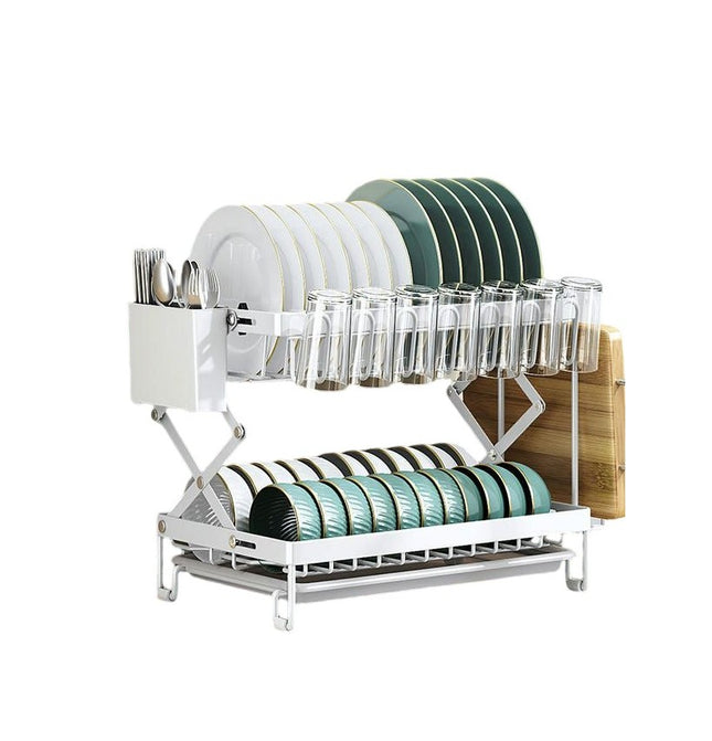Rustproof Stainless Steel Dish Drying Rack 2 Tier Large Dish Rack - for Kitchen Counter