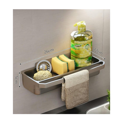 Caddy with Brush Holder Kitchen Sink Organizer with Drain Tray Rustproof Stainless Steel