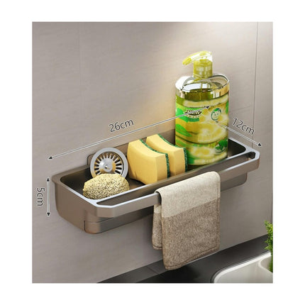 Caddy with Brush Holder Kitchen Sink Organizer with Drain Tray Rustproof Stainless Steel
