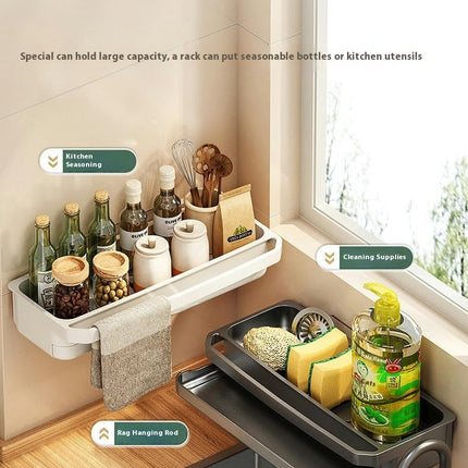 Caddy with Brush Holder Kitchen Sink Organizer with Drain Tray Rustproof Stainless Steel