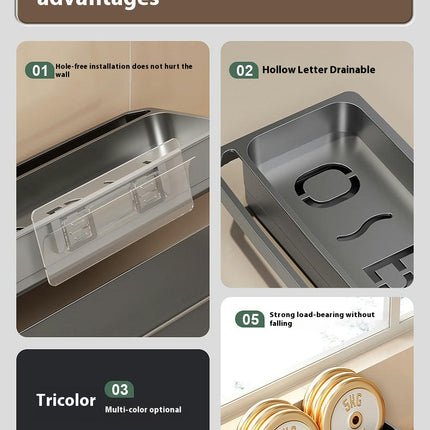 Caddy with Brush Holder Kitchen Sink Organizer with Drain Tray Rustproof Stainless Steel