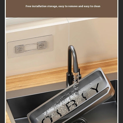 Caddy with Brush Holder Kitchen Sink Organizer with Drain Tray Rustproof Stainless Steel