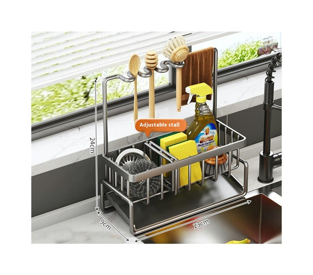 Sponge Holder for Kitchen Sink Caddy Rustproof Dish Sponge Organizer with Detachable Dishcloth Storage