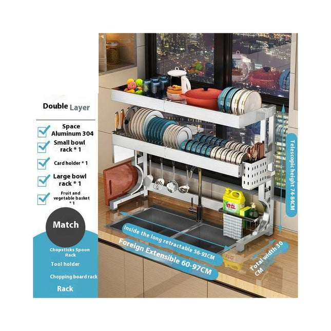 Dish Drying Rack Kitchen with Drainboard Large Capacity Dish Drainer Organizer Shelf with Utensil Holder