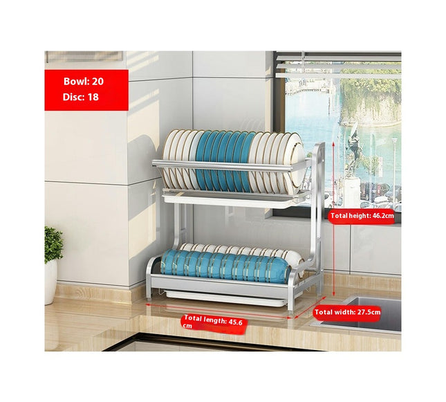 Stainless Steel Kitchen Dish Drying Rack Multifunctional 2 Tier Dish Racks for Kitchen Counte Holders