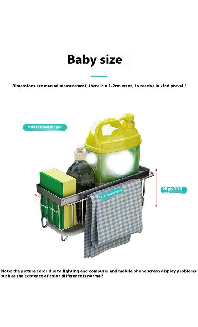 Kitchen Sink Caddy Sponge Holder Stainless Steel Sink Organizer - For with Removable Drain Tray Gadgets