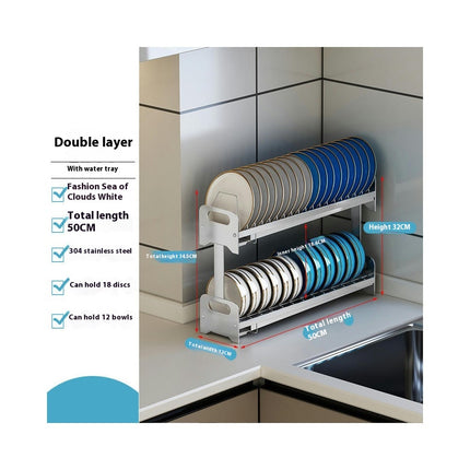 Kitchen Bowls Dish Drying Rack Stainless Steel Storage - for Countertop Multifunction Drainer Rack Tool