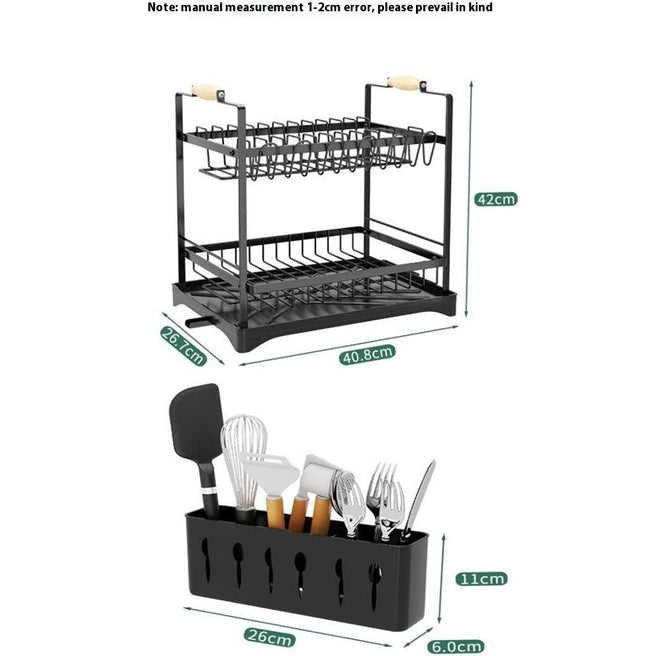 Dish Drying Rack Kitchen Countertop Bowl Multifunctional and Dish Double Layer Tableware Storage Rack