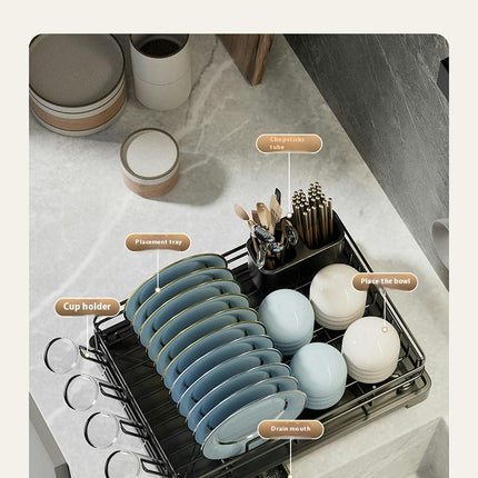 Dish Drain Drying Rack Kitchen Storage Household with Bowl and Chopsticks Storage Box Kitchen Dishes