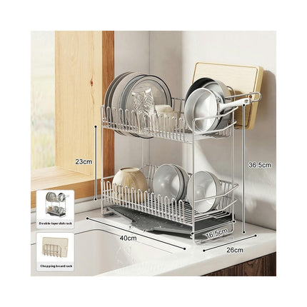 Kitchens Countertop Drain Rack Multifunctional Double-Layer Dishes Chopsticks and Spoon Series Shelf