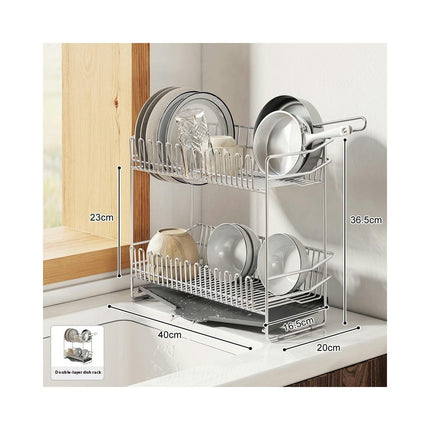 Kitchens Countertop Drain Rack Multifunctional Double-Layer Dishes Chopsticks and Spoon Series Shelf