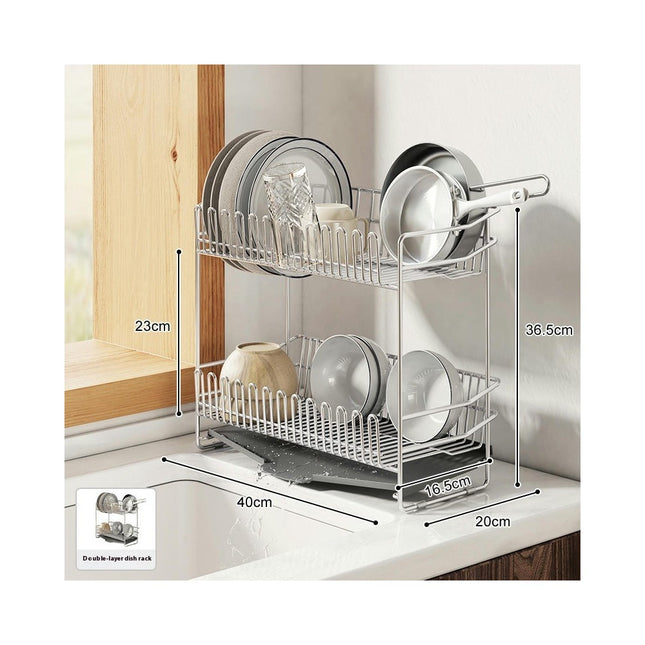 Kitchens Countertop Drain Rack Multifunctional Double-Layer Dishes Chopsticks and Spoon Series Shelf