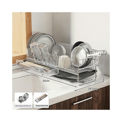 Kitchens Countertop Drain Rack Multifunctional Double-Layer Dishes Chopsticks and Spoon Series Shelf