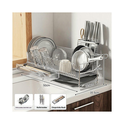 Kitchens Countertop Drain Rack Multifunctional Double-Layer Dishes Chopsticks and Spoon Series Shelf