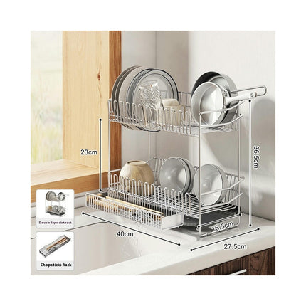 Kitchens Countertop Drain Rack Multifunctional Double-Layer Dishes Chopsticks and Spoon Series Shelf