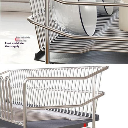 Kitchens Countertop Drain Rack Multifunctional Double-Layer Dishes Chopsticks and Spoon Series Shelf