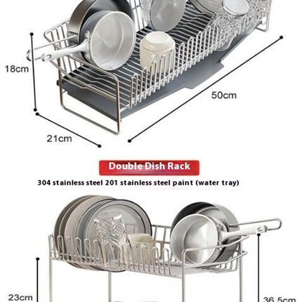 Kitchens Countertop Drain Rack Multifunctional Double-Layer Dishes Chopsticks and Spoon Series Shelf
