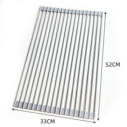Roll Up Dish Drying Rack Over The Sink Portable Stainless Steel Rolling Multipurpose Kitchen Drainer