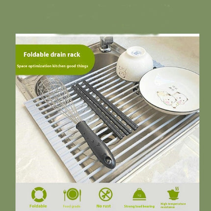 Roll Up Dish Drying Rack Over The Sink Portable Stainless Steel Rolling Multipurpose Kitchen Drainer