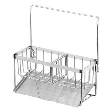 Kitchen Sink Caddy OrganizerStainless Steel Sponge Holder with Auto Drain Tray Holds Dish Soap Dispenser