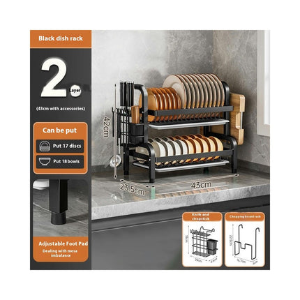 Kitchen Multifunctional Drain Rack Tableware Rack Household Bowl Rack Double Layer Countertop Storage