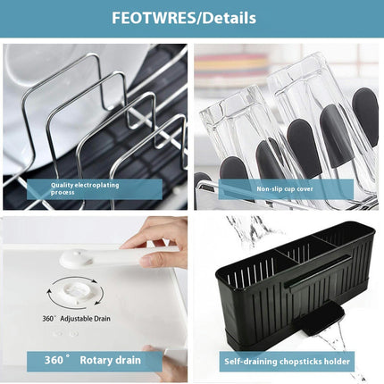 Kitchen Single-Layer Drain Rack Multi-Function Kitchen Storage Rack Anti-Rust Drip Tray Cutlery Tool
