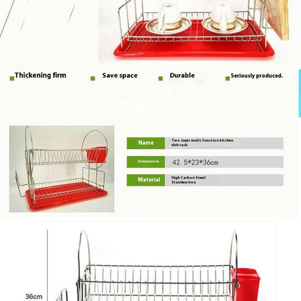 Dish Drying Rack with Drainboard - Rustproof 2 Tier Large Dish Racks for Kitchens Counter Detachable