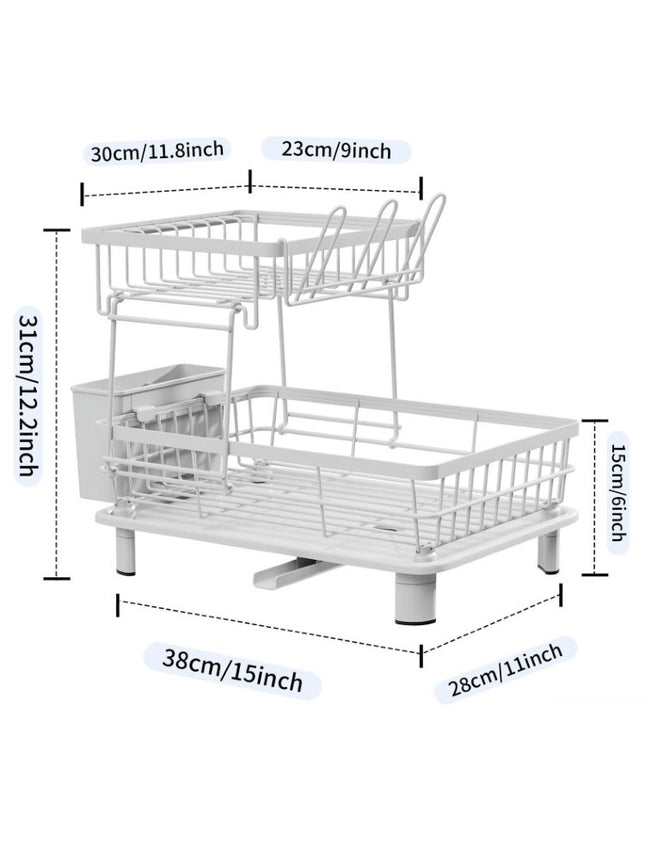 Multifunctional Dish Drying Rack Kitchen Countertop Drain Bowl Rack Household Double Layer Dish Storage