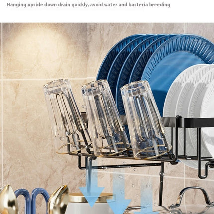 Multifunctional Dish Drying Rack Kitchen Countertop Drain Bowl Rack Household Double Layer Dish Storage