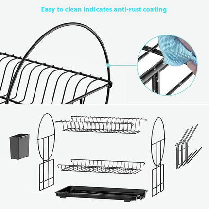 Dish Drying Rack for Kitchen Counter 2 Tier Large Dish Drainers Stainless Steel Dish Strainer Utensils