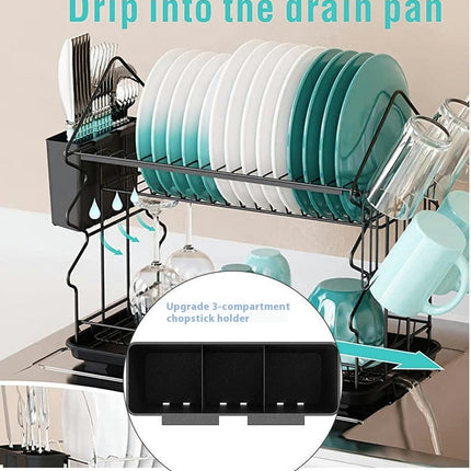 Dish Drying Rack for Kitchen Counter 2 Tier Large Dish Drainers Stainless Steel Dish Strainer Utensils