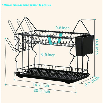 Dish Drying Rack for Kitchen Counter 2 Tier Large Dish Drainers Stainless Steel Dish Strainer Utensils
