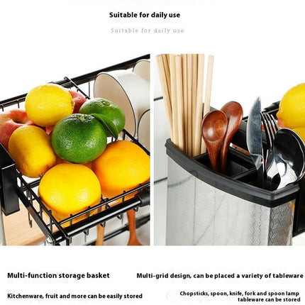 2 Tiers of Retractable Large Over The Sink Dish Drying Rack - for All Sinks Adjustable Large Capacity