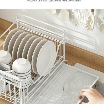 Dish Drying Rack - Extendable Telescopic Dish Large Sink Drying Drainer for Kitchen Countertop Utensil