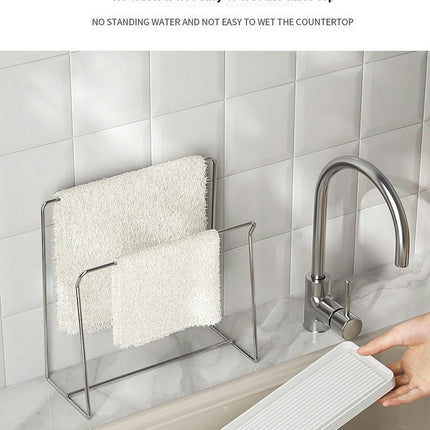 Kitchen Sink Caddy Rustproof Steel Sponge Holder Kitchen Sink with Removable Drain Tray Organiser Tool